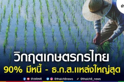 วิกฤตหนัก! เกษตรกรไทย 90% มีหนี้ -ธ.ก.ส. เจ้าหนี้เเหล่งใหญ่ส ...